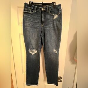Judy Blue Boyfriend Distressed Blue Jeans